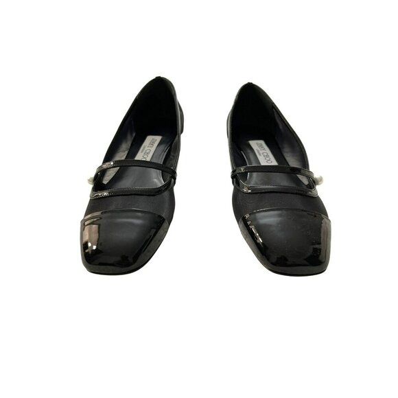 Jimmy Choo Elisa Black Mesh Pearl Mary Jane Sz 38 NEW - Picture 4 of 12